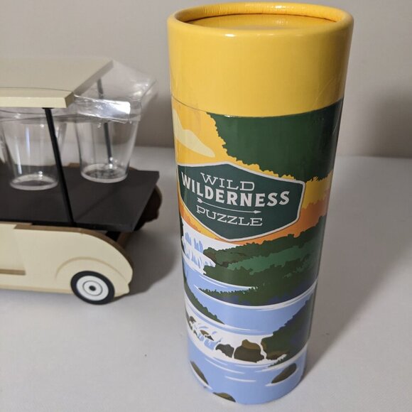 NEW- Set of 3 - Golf Cart Shot Glass Holder- Yellow Outdoor Puzzle- Blue Canteen - Picture 2 of 8